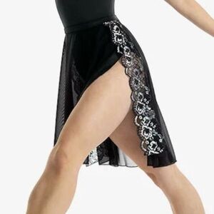 Black and White Asymmetrical Midi Wrap Skirt